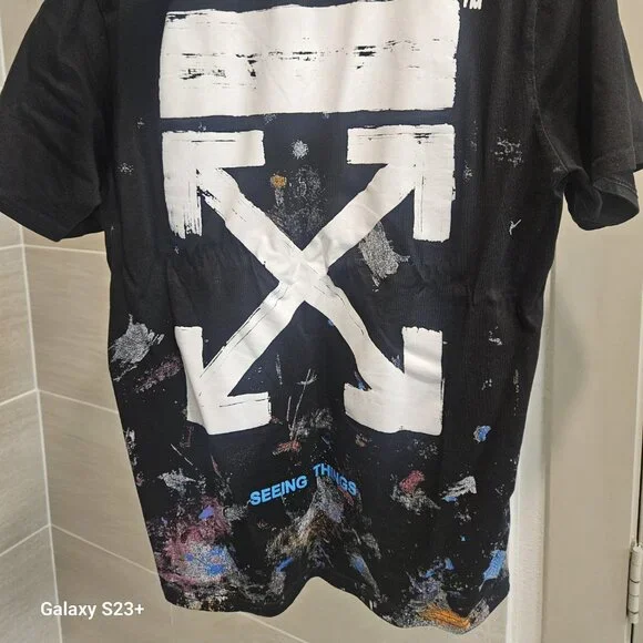 Off White Virgil Abloh 2013 Spray T Shirt L. Gently used & very clean!